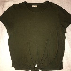 Madewell Front Tie Green Shirt
